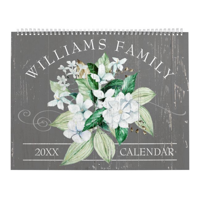 Rustic White Magnolia Blommigt Anpassningsbar 2023 Kalender (Omslag)