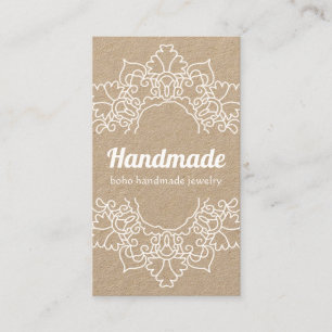 Rustic White Mandala Handmade Boho Chic Visitkort