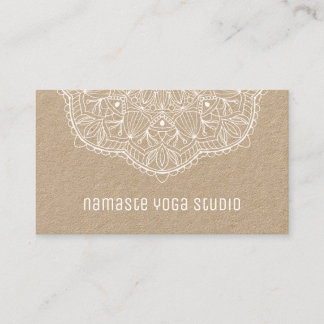 Rustic White Mandala Yoga Studio Instructor Visitkort