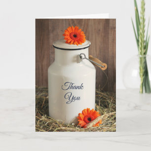 Rustic White Mjölk Jug med blommor Tack Kort