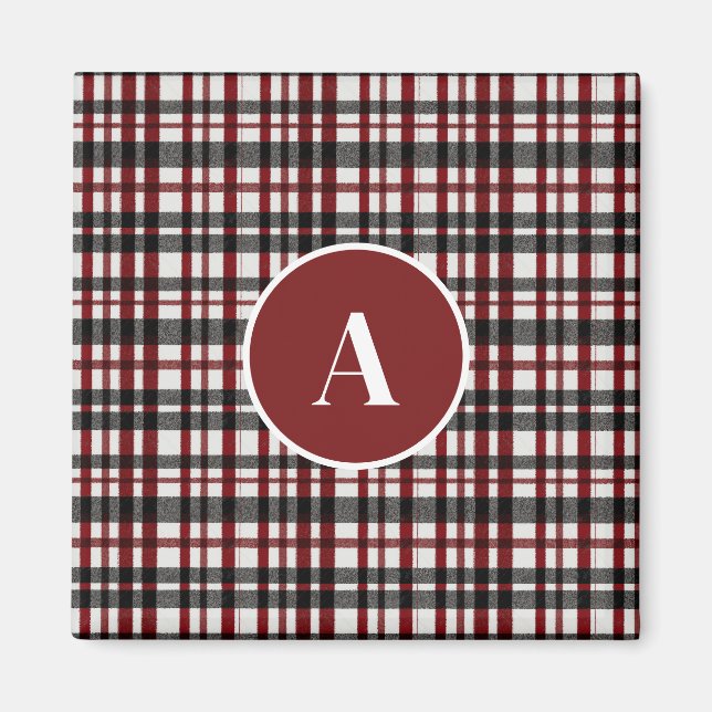 Rustic White och Red Play Mönster Magnet (Framsidan)