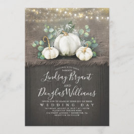 Rustic White Pumpkin och Baby's Band Bröllop Inbjudningar