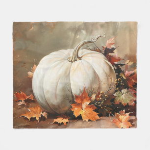 Rustic White Pumpkin Painting Fleecefilt