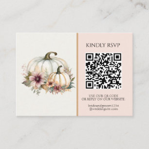 Rustic White Pumpkin Rosa Fall Blommigt Bröllop OS Visitkort