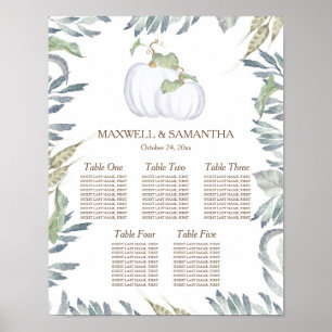 Rustic White Pumpkin SEATING CHART Poster