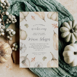 Rustic White Pumpkins Fall Baby Shower Inbjudningar