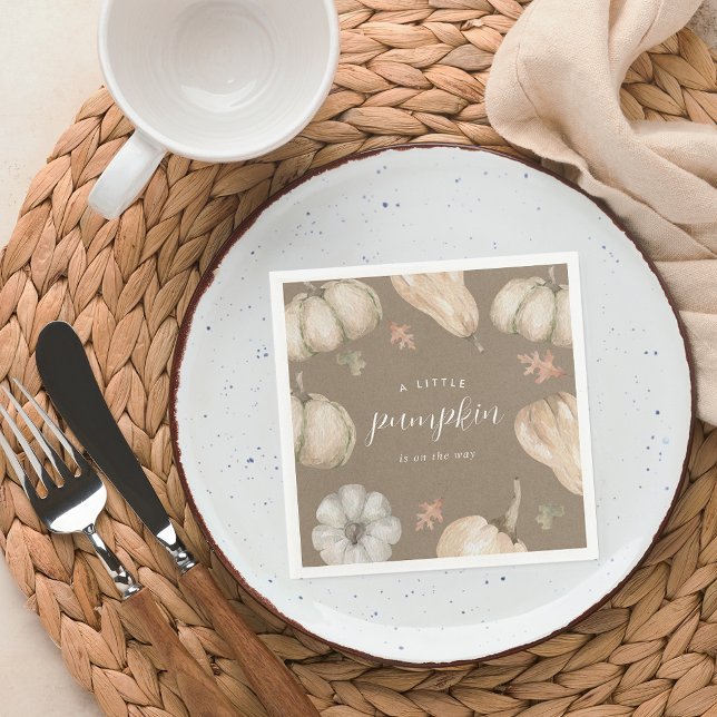 Rustic White Pumpkins Fall Baby Shower Pappersservett (Skapare uppladdad)