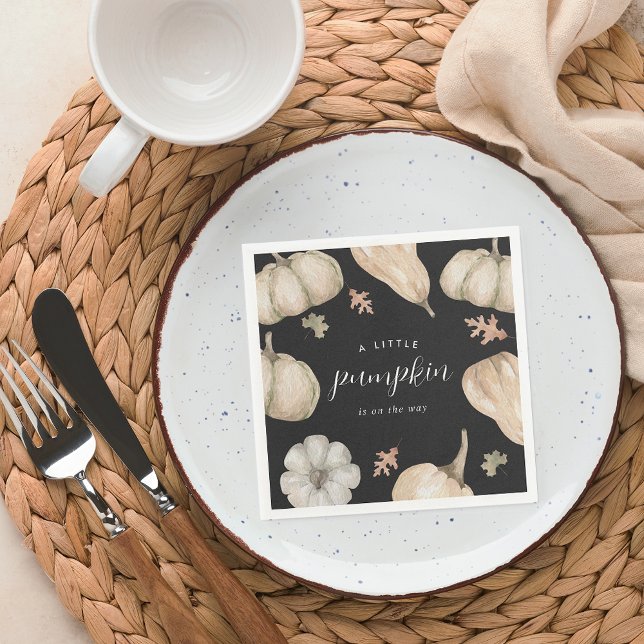 Rustic White Pumpkins Fall Baby Shower Pappersservett (Skapare uppladdad)