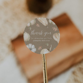 Rustic White Pumpkins Fall Baby Shower Tack Runt Klistermärke