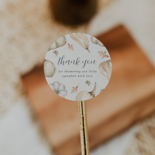 Rustic White Pumpkins Fall Baby Shower Tack Runt Klistermärke