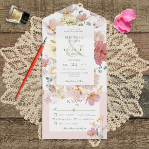Rustic White & Rosa Boho Flowers Middag