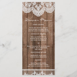 Rustic White Snöre och Wood Slim Dinner Menu Meny