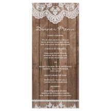 Rustic White Snöre och Wood Slim Dinner Menu