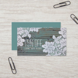 Rustic White Snöre Teal Barn Wood Discount Visitkort
