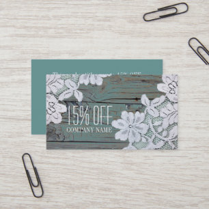 Rustic White Snöre Teal Barn Wood Discount Visitkort