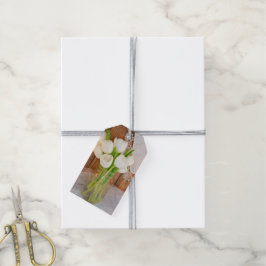 Rustic White Tulips i Mason Burk Wedding Favor Mär Presentetikett