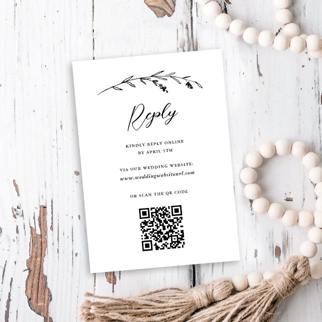 Rustic White Wildbloms Online QR Code Bröllop OSA Kort (Skapare uppladdad)