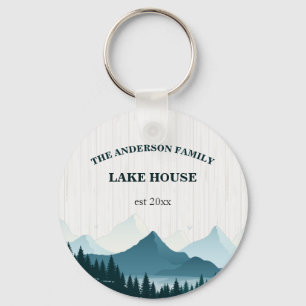 Rustic White Wood Anpassningsbar Family Namn Sjö H Nyckelring