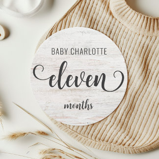 Rustic White Wood Baby Milestone 11-12 månaders te