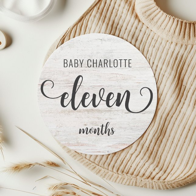 Rustic White Wood Baby Milestone 11-12 månaders te (Skapare uppladdad)