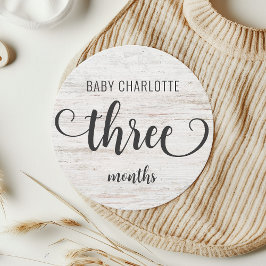 Rustic White Wood Baby Milestone 3-4 månaders teck