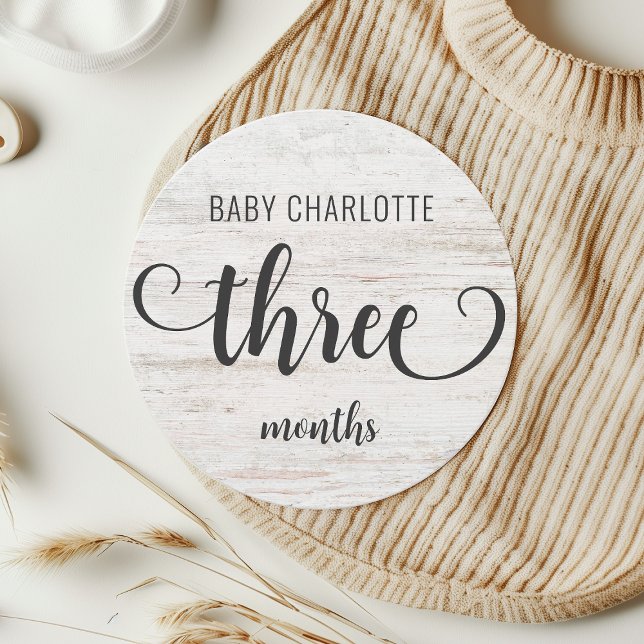 Rustic White Wood Baby Milestone 3-4 månaders teck (Skapare uppladdad)