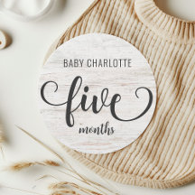 Rustic White Wood Baby Milestone 5-6 månaders teck