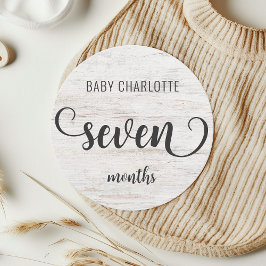 Rustic White Wood Baby Milestone 7-8 månaders teck