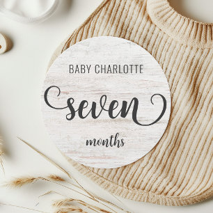 Rustic White Wood Baby Milestone 7-8 månaders teck