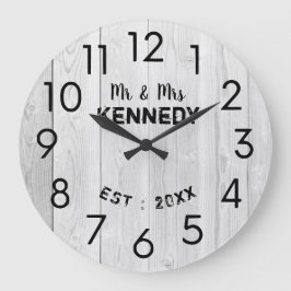 Rustic White Wood Bröllop-årsdag  Stor Klocka