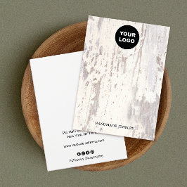 Rustic White Wood Earring Visning Visitkort