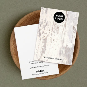 Rustic White Wood Earring Visning Visitkort