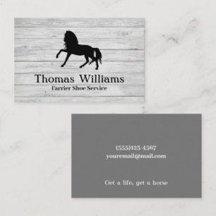 Rustic White Wood Equestrian Horse Farrier Service Visitkort