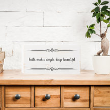 Rustic White Wood Faith Quote med Black Ram