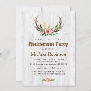 Rustic White Wood Hjort Antler Pension Party Inbjudningar