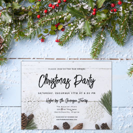 Rustic White Wood-julfest-inbjudan Helg Vykort