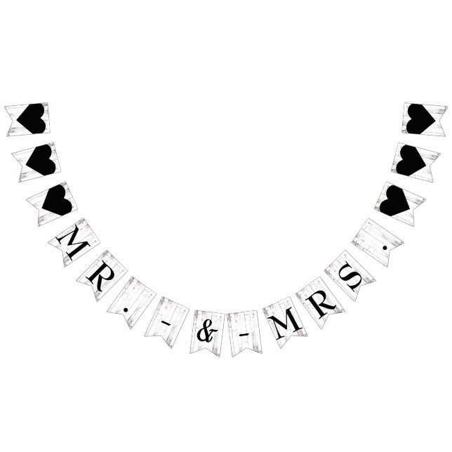 Rustic White Wood Land Barn, fru Bröllop Vimplar (Alla)