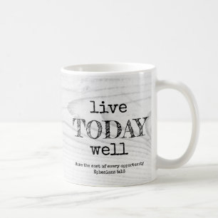 Rustic White Wood LIVE IDDAY WELL Christian Kaffemugg