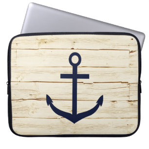 Rustic White Wood med Anchor Laptop Sleeve