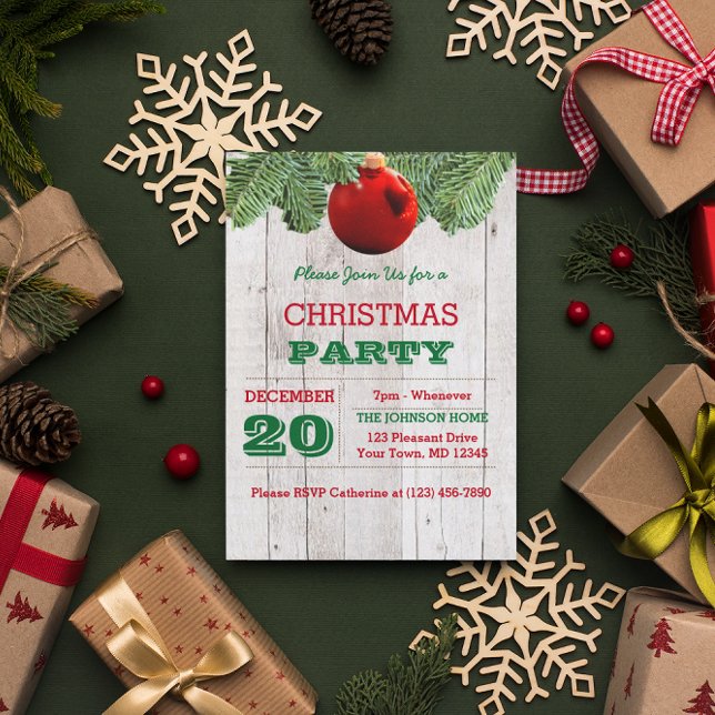 Rustic White Wood och Gräs Gren Helgdag Inbjudningar (Skapare uppladdad)