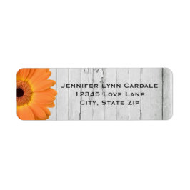 Rustic White Wood Orange Daisy Adressetiketter Returadress Etikett