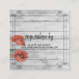 Rustic White Wood Poppy Flowers-Bröllop OSA Card Tilläggskort