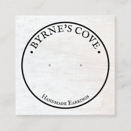 Rustic White Wood Stud Earring Visning Fyrkantigt Visitkort