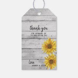 Rustic White Wood Sunwers Bröllop Gift Märkres Presentetikett