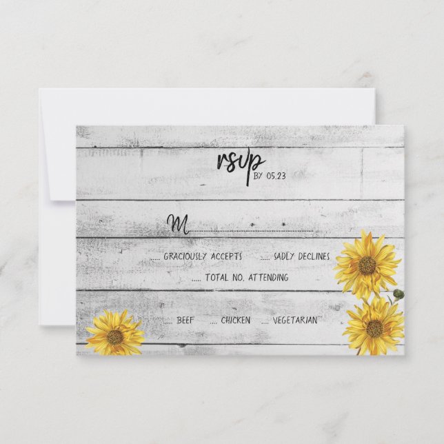 Rustic White Wood Sunwers Bröllop OSA Card (Framsida)