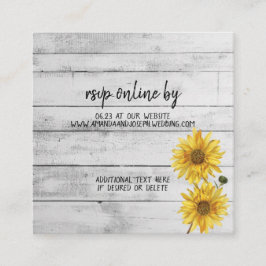 Rustic White Wood Sunwers Bröllop OSA Card Tilläggskort