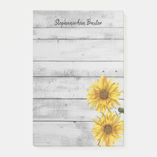Rustic White Wood Sunwers Notes Post-it Block (Framsida)