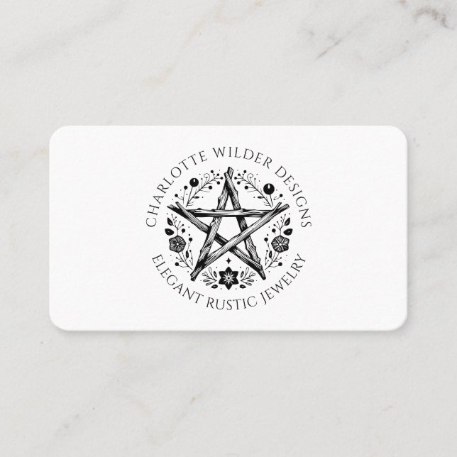 Rustic Wiccan Pagan Jewelry Designer QR-kod Visitkort (Framsida)