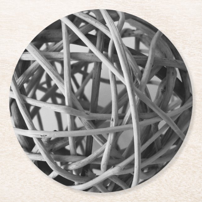 Rustic Wicker Boll Underlägg Papper Rund (Framsidan)