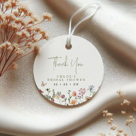 Rustic Wild Flowers Bridal Shower Thank You Circle Gåvor Etiketter